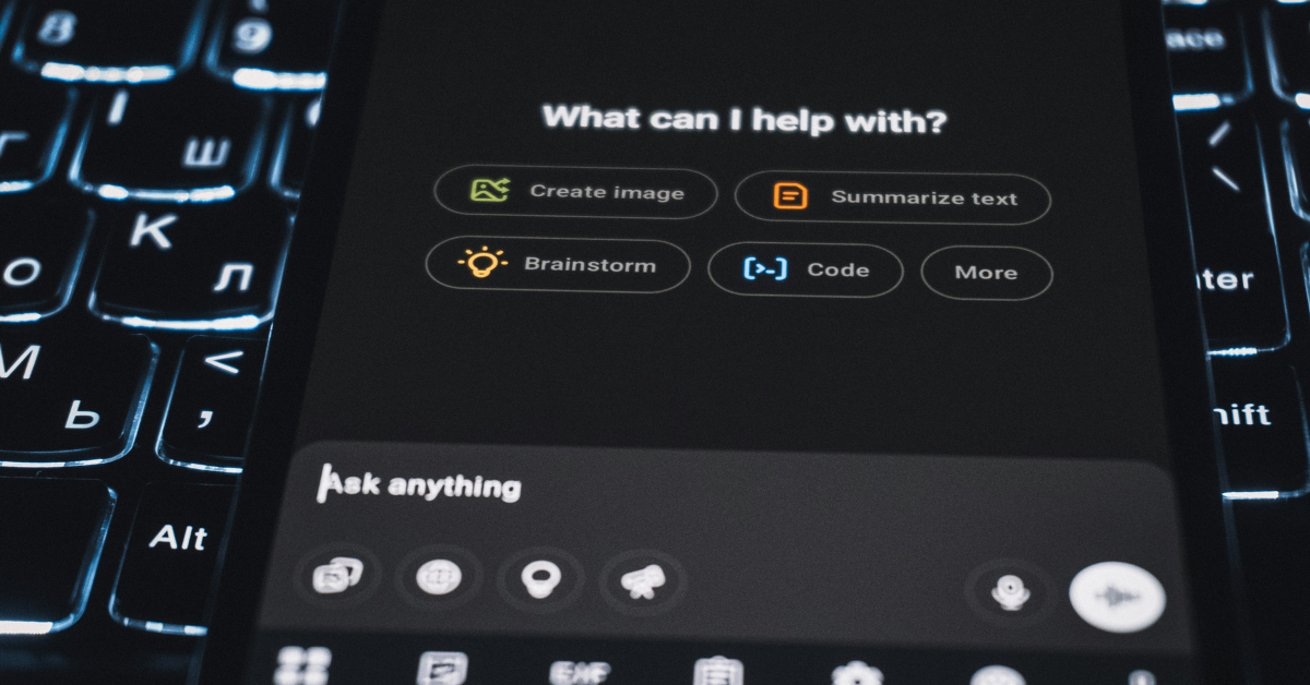 Phone with AI chat app open. 